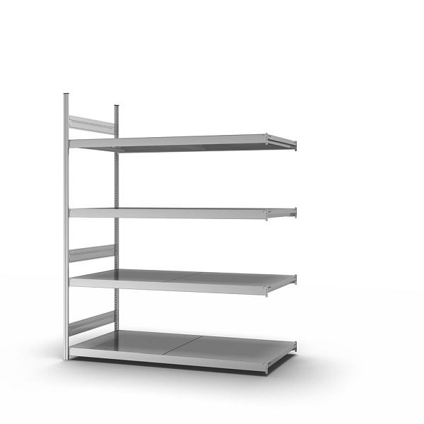 hofe Großfach-Anbauregal, 2500x800x2000 mm, 4 Fachebenen, verzinkt, 350 kg Fachlast, 1750 kg Feldlast, zweiseitige Bedienung, GZA25820B