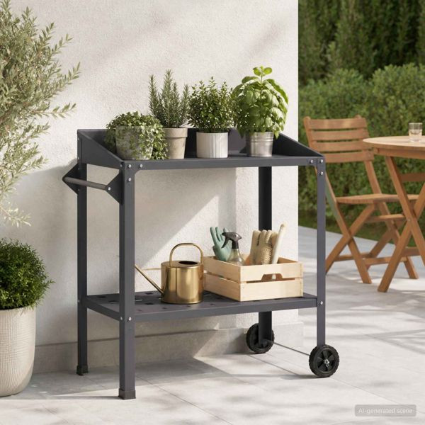 vidaXL Umtopftisch mit Rädern 96 x 50 x 89 cm Kaltgewalzter Stahl, 8014848