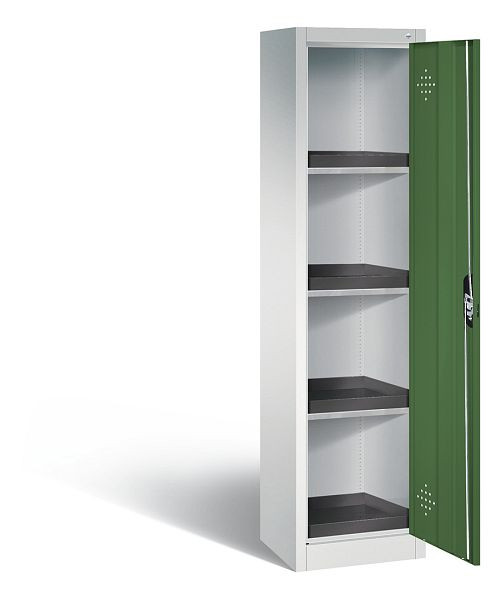 C+P Umweltschrank Acurado, H1950xB502xT500mm, Farbe: Lichtgrau / Resedagrün, Muldengriff, 8901-316 S10111