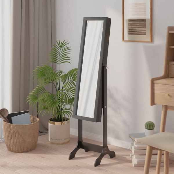 vidaXL Standspiegel Schwarz 34x37x146 cm, Material: Holzwerkstoff, Glas, 351764