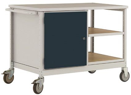 Manuflex ESD-Mobile Werkbank Modell 3 mit Tür und Einlegeböden, BxTxH 1135 x 590 x 805 mm, Anthrazit, LW1003.7016