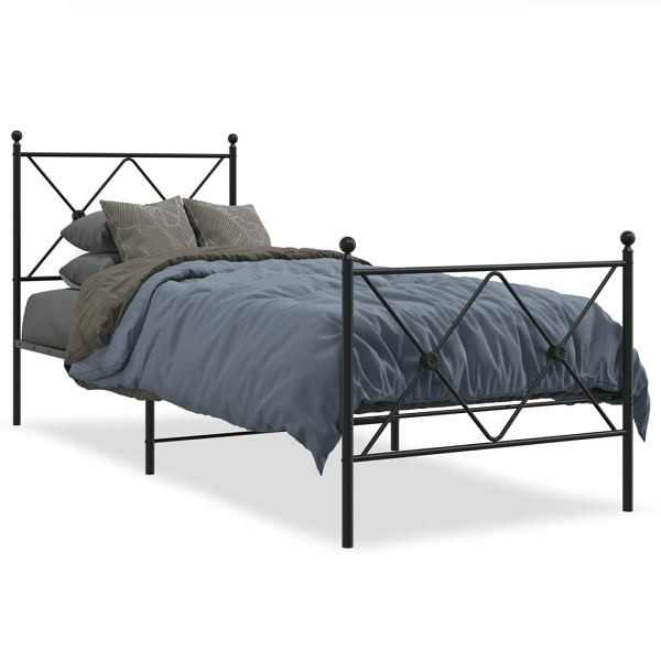 vidaXL Bettgestell mit Kopf- und Fußteil Metall Schwarz 80x200 cm, 376511