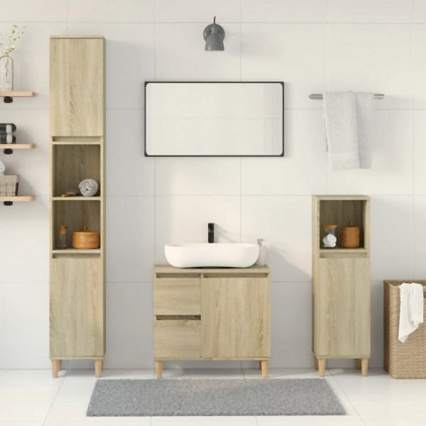 vidaXL 3-tlg. Badmöbel-Set Sonoma-Eiche Holzwerkstoff, 3307669