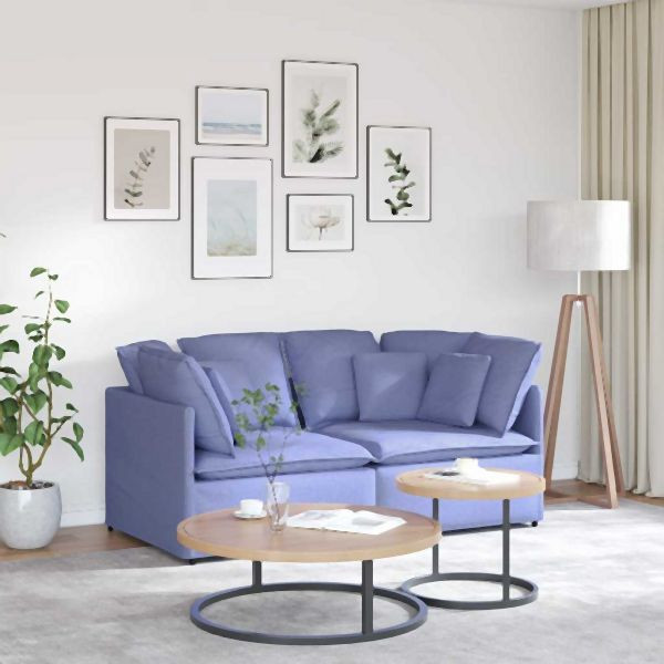 vidaXL Modulares Sofa mit Kissen Stoff Jeansblau, 3321247