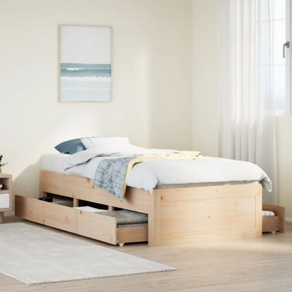 vidaXL Massivholzbett ohne Matratze mit Schubladen 75x190 cm, 3308828