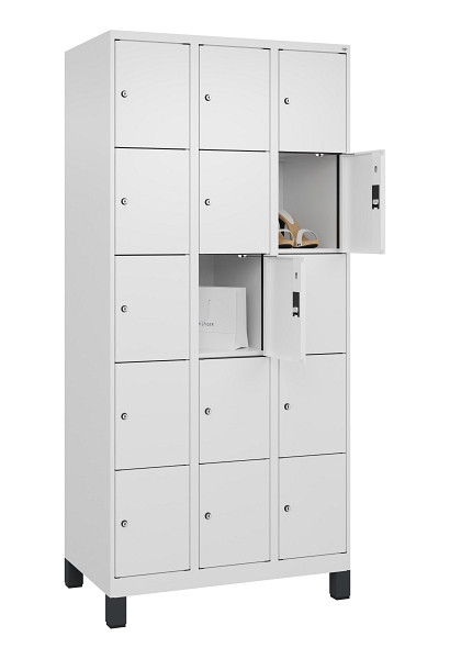 C+P Schließfachschrank Evolo PLUS, mit Füßen, 15 Fächer, 1950x900x500mm, 9016/9, 049010-305 S10020