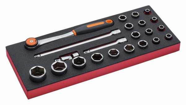 Bahco 1/3 Einlage, Steckschlüssel + Zubehör 1/2", 22-teilig, FF1E2203