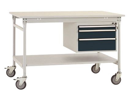 Manuflex Komplett-Beistelltisch BASIS mobil mit Melamin-Platte + Gehäuse-Unterbau, BxTxH: 1000 x 800 x 850 mm, Anthrazit, BB5361.7016