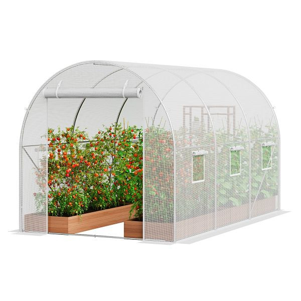 VEVOR Gewächshaus Tunnel Treibhaus Frühbeet Tomatenhaus 292x196x190cm Weiß, SDXWS10X7X7F4BYNQV0