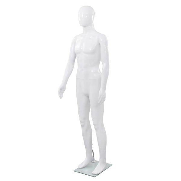 vidaXL Männliche Schaufensterpuppe mit Glassockel Weiß 185 cm, 142926