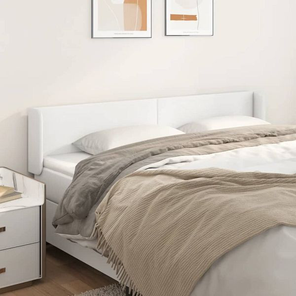 vidaXL Kopfteil mit Ohren Weiß 163x16x78/88 cm Kunstleder, 3118585