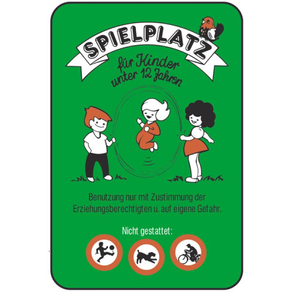 Stein HGS Spielplatzschild, SPIELPLATZ für Kinder unter 12 Jahren, 400 x 600 mm, Piktogramm: 4-farbig, 14839