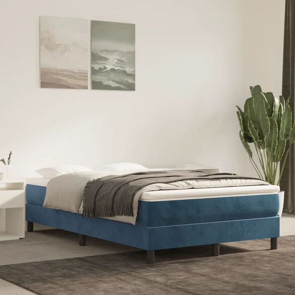 vidaXL Bettgestell Dunkelblau 120x200 cm Samt, Material: Samt (100% Polyester), Sperrholz, Holzwerkstoff, 3120764