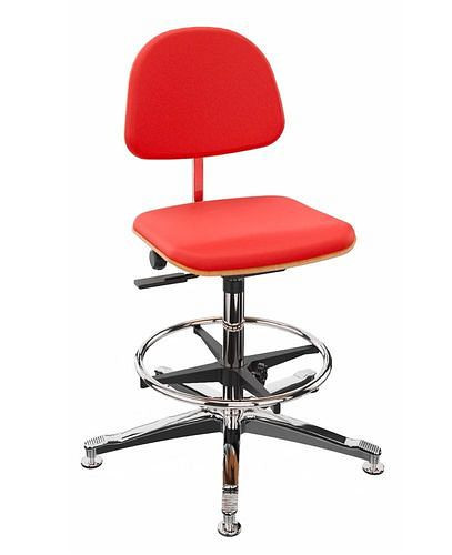 Dauphin Arbeitsstuhl Bezugsstoff rot, Aluminium-Fußkreuz, Bodengleiter, Fußring, 266904