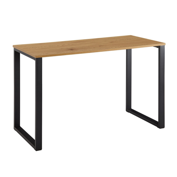 Wohnling Schreibtisch 140x80x76 cm Akazie Massivholz/Metall Computertisch, Bürotisch mit X-Beinen in Schwarz, Holztisch Arbeitszimmer, WL7.272