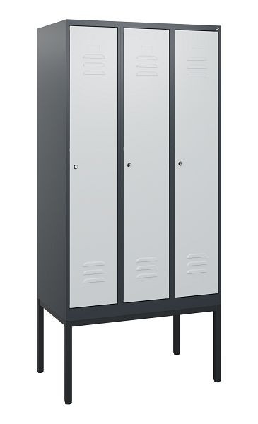 C+P Umkleidespind Classic PLUS, Gestell, 3 Abteile, 1950x900x500mm, 7016/7035, Zylinderschlösser, 0800305-30 S10028