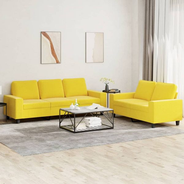vidaXL 2-teilig Sofagarnitur Hellgelb Stoff, Füllung: Schaumstoff, 3201903