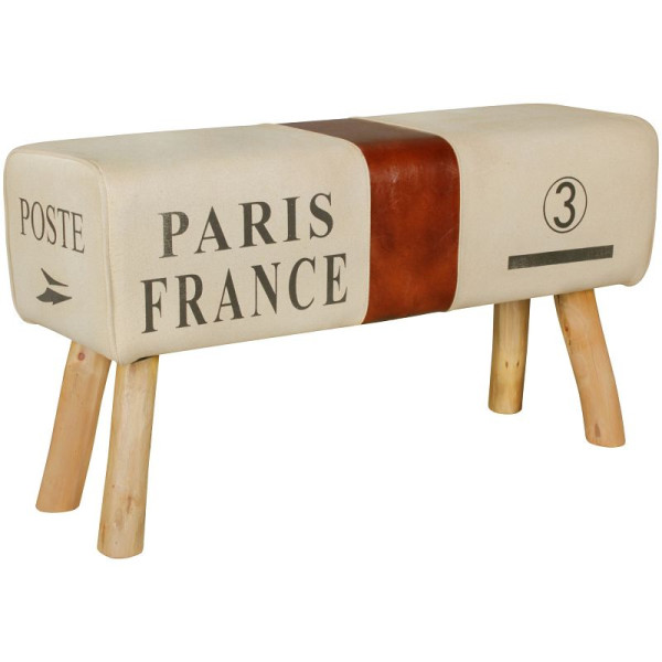 Wohnling Design Turnbock Sitzbank CANVAS Braun 91 x 51 x 30 cm, WL5.104