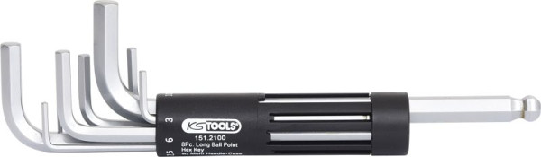 KS Tools 3 in 1 Innen6kant-Winkelstiftschlüssel-Satz, 8-teilig lang, Kugelkopf, 151.2100