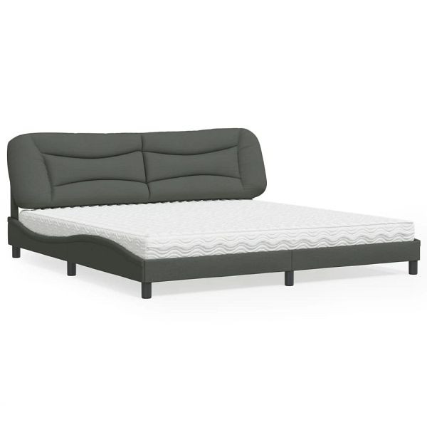 vidaXL Bett mit Matratze Dunkelgrau 200x200 cm Stoff, 3208556