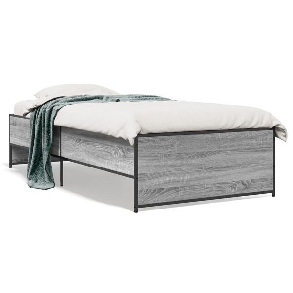 vidaXL Bettgestell Grau Sonoma 75x190 cm Holzwerkstoff und Metall, 845254