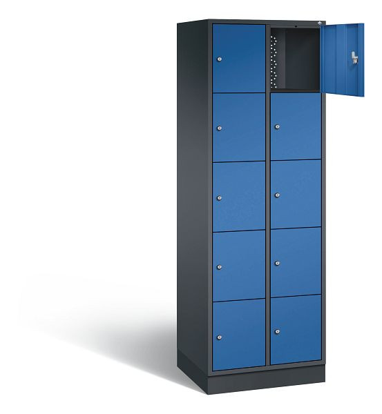 C+P Schließfachschrank Intro, H1950xB620xT490mm, Farbe: Schwarzgrau / Enzianblau, 8570-201 S10034