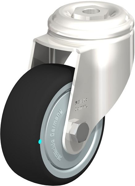 Blickle LKRXA-PATH 80KD-11-FK Edelstahl-Apparate-Lenkrolle mit Rückenloch, Thermoplastisches Polyurethan, Grau, 760892