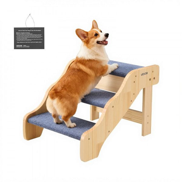 VEVOR Hundetreppe Holz 580x430x380 mm, 3-stufig für Haustiere bis 68 kg, geeignet für Betten, Sofas & Autos, LTSFZDGLTGDSYZY74001V0