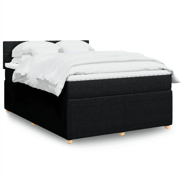 vidaXL Boxspringbett mit Matratze Schwarz 140x200 cm Stoff, 3289781