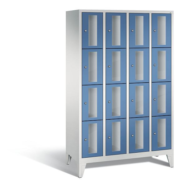 C+P Schließfachschrank Classic, 16 Fächer, H1850xB1190xT500 mm, Grau/Fernblau, 8010A404 S10029