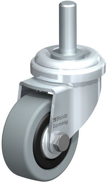 Blickle LRA-VPA 50G-FA-GS10 Apparate-Lenkrolle mit Gewindestift, Vollgummi, Grau, 309997