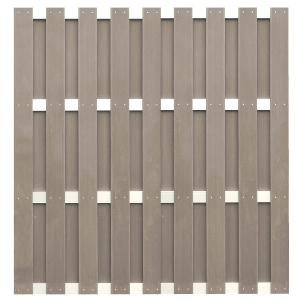 T&J JINAN-Serie braun, 180 x 180 cm, WPC-Bretterzaun, Querriegel ALU anodisiert, 44733