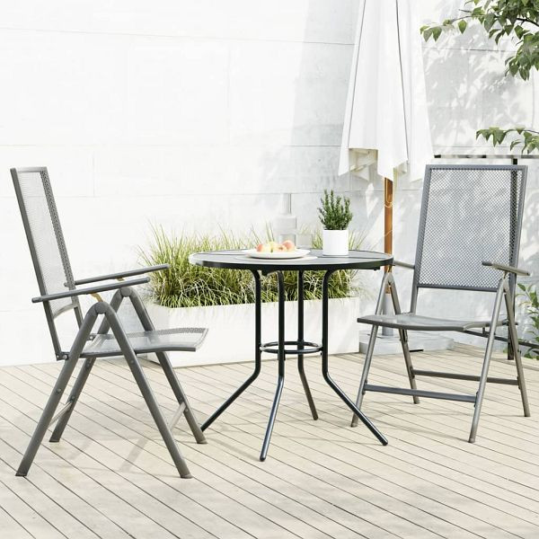 vidaXL Gartenstuhl-Set 3-teilig Verstellbar Pulverbeschichteter Stahl, 3283760