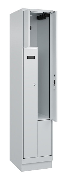 C+P Z-Spind Evolo PLUS, Sockel, 2 Fächer, 1950x400x500mm, 7035/7035, Zylinderschloss, 049023-122 S10041