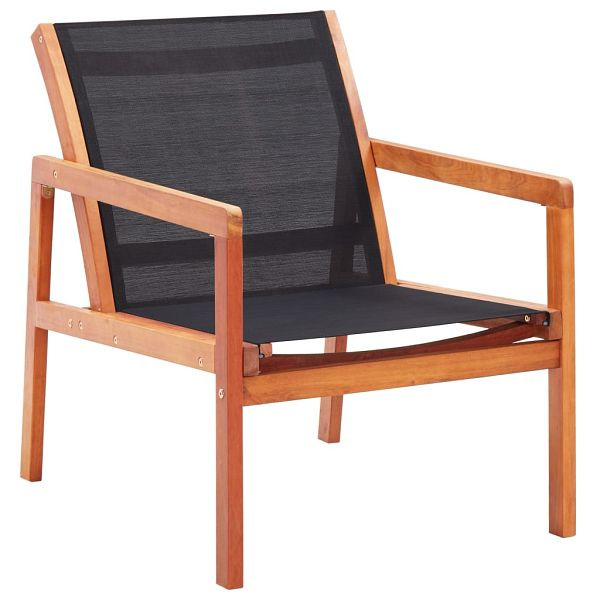 vidaXL Garten-Loungestuhl Schwarz Massivholz Eukalyptus und Textilene, 48701