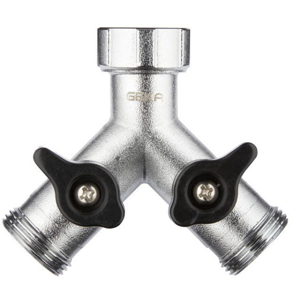 GEKA plus Zweiwegeventil IG G3/4 2 x AG G3/4 Messing Chrom Karte, VE: 5 Stück, 46.0432.8