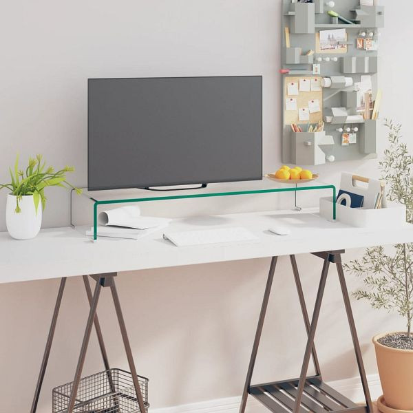 vidaXL TV-Tisch/Bildschirmerhöhung Glas Transparent 90x30x13 cm, 244130