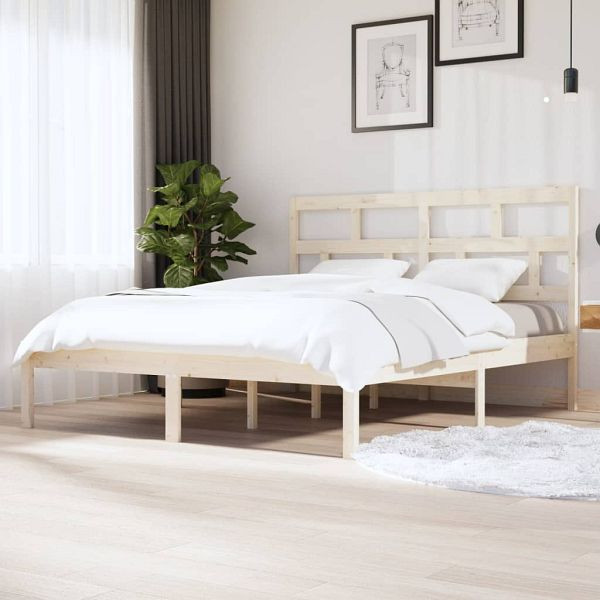 vidaXL Massivholzbett 180x200 cm, Material des Bettgestells: Massives Kiefernholz (unbehandelt), 3101233