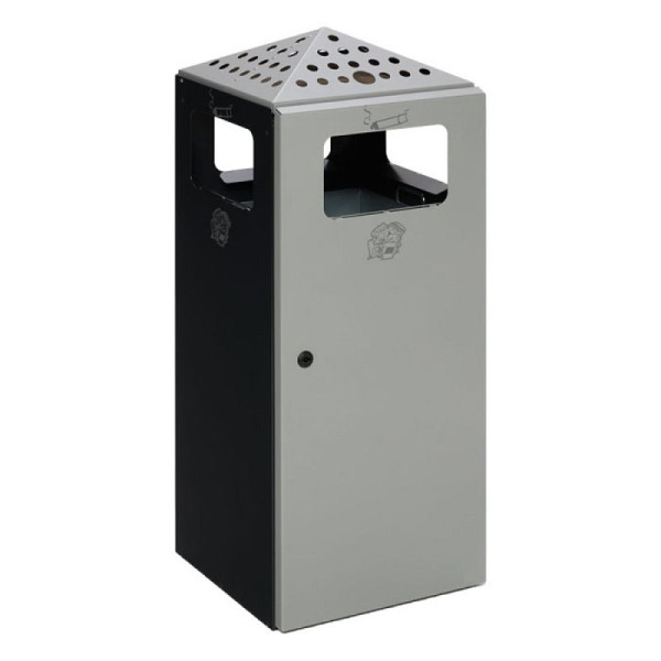 Stein HGS Kombiascher/Abfallbehälter -Cubo Fabio- 80 Liter aus Stahlblech, verschließbar, 15964