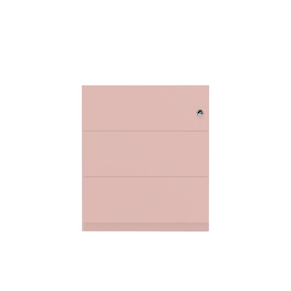 Bisley Rollcontainer Note™, 3 Schubladen, Tiefe 775 mm, Griffleiste, 620 pastellpink, NWA79M7BBB620