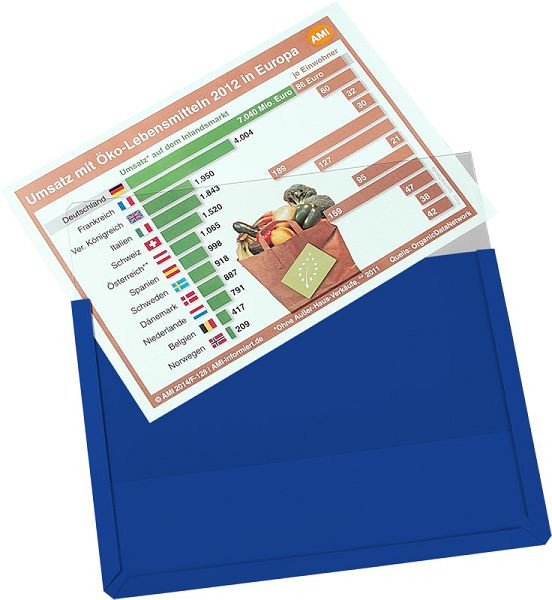 Eichner Magnet-Sichttasche DIN A4, Blau, B 305 x H 217 x T 3 mm, VE: 10 Stück, 9218-01820-08