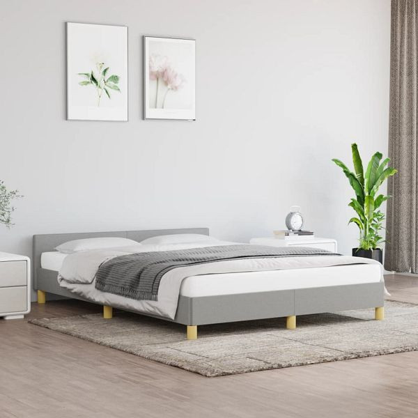 vidaXL Bettgestell mit Kopfteil Hellgrau 140x200 cm Stoff, 347415