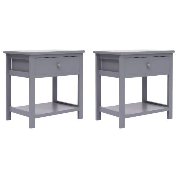 vidaXL Nachttische 2 Stück Grau 40x29x42 cm Paulownia Holz, 284051