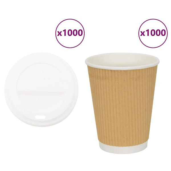 vidaXL Pappbecher mit Deckeln 1000 Stk. 12oz 300ml, 3325225