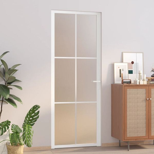 vidaXL Innentür 76x201,5 cm Weiß Mattglas und Aluminium, 350580