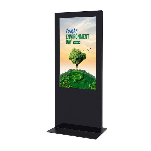 Showdown Displays Digitale Infostele Slim Schwarz Mit 55" Samsung-Bildschirm und Touch-Folie, DISTOTEMBL55ESFT