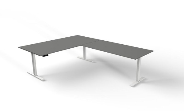 Kerkmann Sitz-/Stehtisch B 2000 x T 1000 mm mit Anbauelement, elektrisch höhenverstellbar von 720-1200 mm, Move 3, Farbe: Grafit, (Montage), 10384112-1
