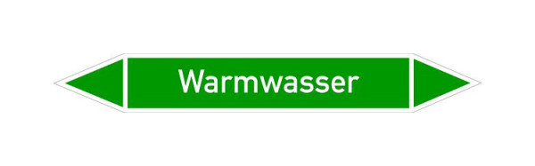 Schilder Klar Rohrleitungskennzeichen Warmwasser, 33000x90 mm Folie selbstklebend, 101472/95