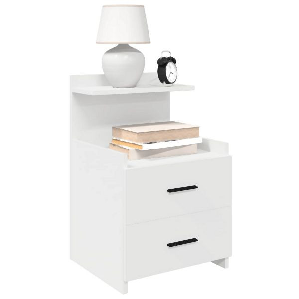 vidaXL Nachttisch mit 2 Schubladen Weiß 40x36,5x62 cm, 858632