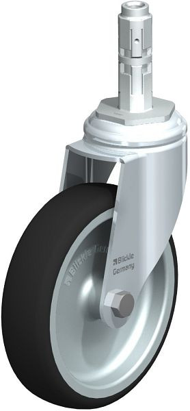 Blickle LKRA-PATH 126G-11-E12 Apparate-Lenkrolle mit Expander, Thermoplastisches Polyurethan, Grau, 848855